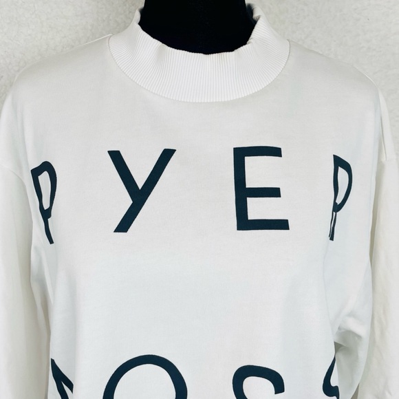 PYER MOSS • White “We Forgive You” Short Sleeve Mockneck Logo Tee, M - Picture 5 of 16